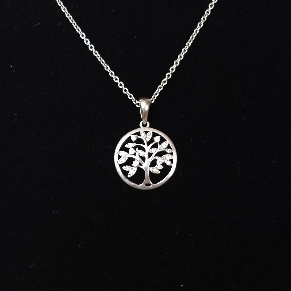 Tree of Life Round Cubic Zirconia Pendant Cottagecore Hippie Farmhouse Openwork